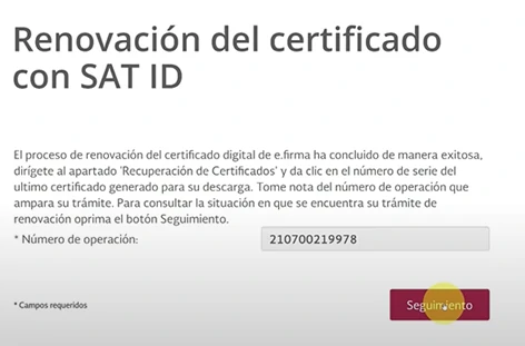 renovación del certificado con sat id